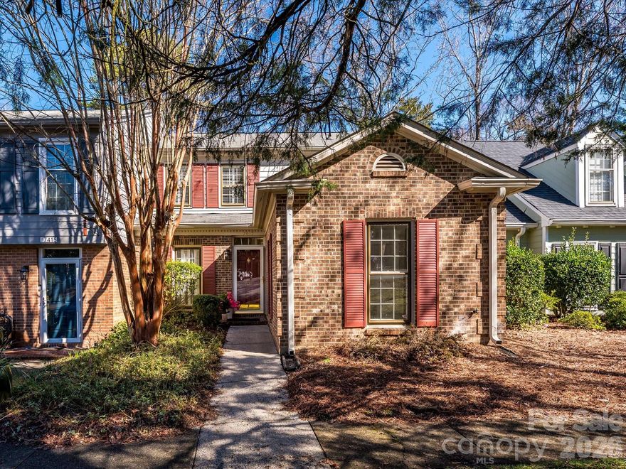 Welcome to effortless living in the heart of South Charlotte. This beautifully maintained townhome offers the rare and highly desirable feature of 3 bedrooms with 3 ensuite baths including a spacious main-level retreat — ideal for multi-generational living, guests, or flexible lifestyle needs.

With three full-sized bedrooms, each with its own ensuite bath, the layout offers privacy and comfort for everyone. Fresh neutral décor creates a light, airy feel throughout, providing the perfect backdrop for any design style. Generously sized rooms offer flexibility for everyday living and entertaining alike.

The kitchen shines with all new stainless steel appliances, ample cabinetry, and seamless flow to the dining and living areas. The inviting living room is anchored by a gas log fireplace, creating warmth and ambiance.

One of the home’s standout features is the heated and cooled sun porch, expanding your living space year-round. Whether used as a morning coffee retreat, home office, reading lounge, or additional entertaining space, it offers exceptional versatility in every season.

The main-floor laundry room adds everyday convenience, particularly with a primary suite located on the main level.

Step outside to a private rear yard, offering a peaceful outdoor setting rarely found in townhome living.

Residents enjoy access to the community pool and clubhouse.

The location is exceptional — just moments from Carmel and Quail Hollow Country Clubs, and directly across the street from restaurants, grocery, pharmacy, and Starbucks. Everything you need is within easy reach while still enjoying the privacy of a residential setting.

Zoned for well regarded schools.

Please note: Rentals are permitted only for direct family members per HOA guidelines.

This is low-maintenance living in one of South Charlotte’s most convenient and desirable locations.