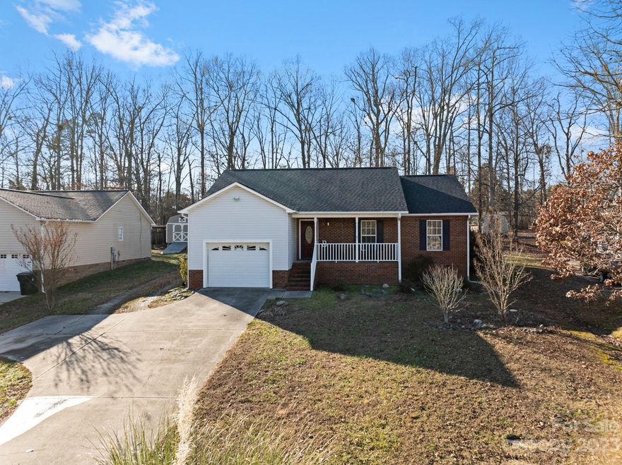 One level ranch with one car garage! Open Floor - Oversized Great Room with vaulted ceiling and gas logs which opens to large deck and back yard, Great for entertaining!  Eat-in kitchen with updated countertops and tile backsplash. Oversized Primary bedroom with private bath and walk in closet. All appliances including washer/dryer remain. Storage building and play-set remains. NEW ROOF! NO HOA!  Don't let this one get away, make your appointment today!