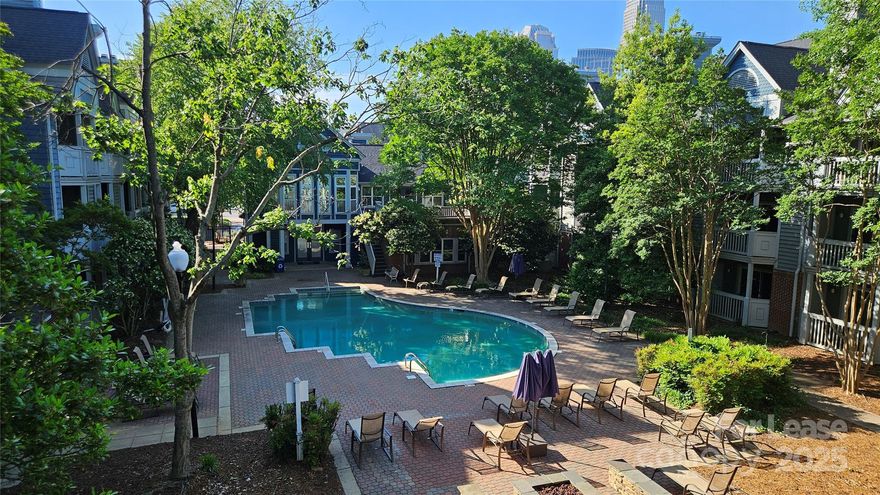 You'll love this stylish, modern condo in the Fourth Ward Square community. This open layout features modern updates throughout. The kitchen boasts granite countertops, stainless steel appliances, new floors, new tile backsplash, modern cabinetry, and a breakfast bar. The living room features hardwood floors, built-in shelving, and a large bay window overlooking the building's common areas. The bedroom has had new carpet installed and a large walk-in closet. The bathroom features tile flooring, tile shower surround, and an updated sink vanity. Modern light fixtures throughout. Assigned parking space. The common areas of the complex include a beautiful pool, grilling area, sunbathing area, and well-maintained landscapes. Washer/dryer included. Water is included in the rent. New HVAC installed this year. City view from the top floor. Highly-acclaimed school district. Walking distance to anywhere Fourth Ward.