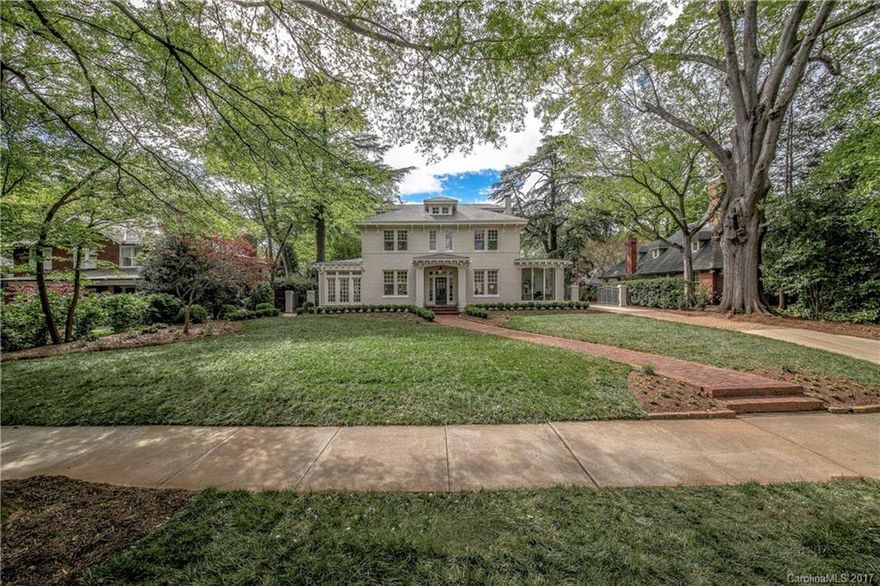 Total renovation of classic Dilworth home combines the best of historic features w/modern amenities. Spacious formals w/light-filled sunroom & separate study. Open Kitchen/Family Room features white custom cabinets, Calcutta marble tops, Wolf and Subzero appls, full butler's pantry, 2 additional pantries & FP w/built-ins. Informal dining area overlooks gorgeous garden. Stone patio and covered porch are great for outdoor entertaining. Beautiful hardwoods up and down. 3rd level playroom/office.