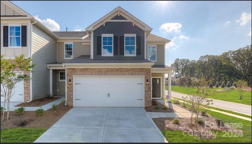 Unfurnished 2022 four bedroom, two and a half bath Townhouse end unit.  The community has an outdoor pool, gym, walking trails and clubhouse.  The home has a spacious master suite on the first floor with a dual vanity sink and walk-in closet.  The kitchen has stainless appliances with a gas stove, granite countertops and an island.  There is a living room on the first floor and a large open family room on the second floor.  The unit also has a two car garage and electric furnace.