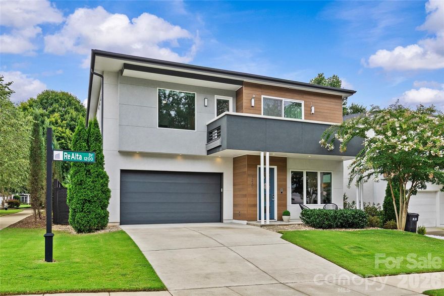 Boasting thoughtful design and high-end finishes, this home is ready to impress a buyer with an unmatched appreciation for the best that style and modern technology have to offer. As the premier solar home community in south Charlotte, this neighborhood is perfectly situated in proximity to expressways, shopping, and uptown. Within its almost 3,000 square feet of living space, 3 bedrooms, and 2.5 baths, every convenience has been considered, from the tankless water heater to the Italian cabinetry to the solar panels and the enviable low carbon footprint. Step inside and be greeted by natural light, bright spaces, high ceilings, and modern touches. The kitchen is an entertainer's dream, with its large solid surface island, pantry, stainless steel appliances, and oversized windows. Step into the backyard and enjoy this corner lot with its high wooden privacy fence, as well as a covered sitting area ideal for a good late night conversation or a hot morning coffee. Take the staircase to the second floor and find three bedrooms and a media/bonus room, all finished with the same attention to detail and functionality. The primary bedroom possesses an oversized frameless glass shower, dual vanity, and huge walk-in closet. Off the media/bonus room is a large balcony, perfect for seeing the stars or catching some rays. The neighborhood is tucked into a perfect nook in Sherwood Forest, with no thru traffic and enviable privacy, as well as an excellent, close-knit community. The finished two-car garage--with its storage shelving and high ceilings--offers even more practical consideration. This home is a perfect blend of style and function, ideal for the most sophisticated buyer.