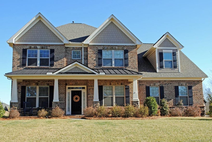 Spectacular At First Sight! This amazing home has an eye for details such as elegant entryway, lovely hardwoods, ofc w/French doors, trey ceiling in DR, spacious KIT w/SS appliances & tile, breathtaking coffered ceiling in FR w/stone gas FP, along w/BR&full BA on main. Upstairs MBR w/intimate sitting area & luxurious BA. Add’l BRs&spacious bonus rm w/own staircase. Savor summer evening dinners on paver patio overlooking the flat lot backing up to common area. House zoned for new Harrisburg Elem.