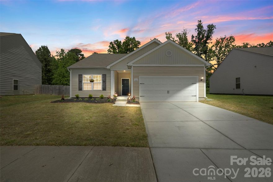 Built in 2018 and meticulously maintained, this move-in ready ranch home offers the perfect blend of comfort, style, and convenience in a quiet Charlotte neighborhood. Featuring 3 bedrooms, 2 full baths, and a 2-car garage, this single-story home has been thoughtfully updated with brand new RevWood flooring throughout the main living areas and premium new carpet with upgraded padding in the secondary bedrooms. Freshened interior paint gives the home a crisp, modern feel, while the open layout creates an inviting space for both everyday living and entertaining.

The finished garage is a standout feature with matching interior paint and decorative epoxy floors, making it ideal for hobbies, a home gym, or additional flex space. Outside, the front landscaping beds have been beautifully refreshed and include a convenient soaker hose irrigation system. Tucked toward the back of the neighborhood, the lot backs to mature trees for added privacy and offers peaceful winter views of a nearby pond.

This turnkey home has been lovingly cared for with all maintenance performed regularly, providing true peace of mind for the next owner. Residents enjoy a neighborhood playground and picnic area, along with friendly neighbors and a quiet setting. Conveniently located with easy access to I-485, NoDa, Uptown Charlotte, and nearby shopping, dining, parks, and entertainment, this home combines tranquility with accessibility in one exceptional package.