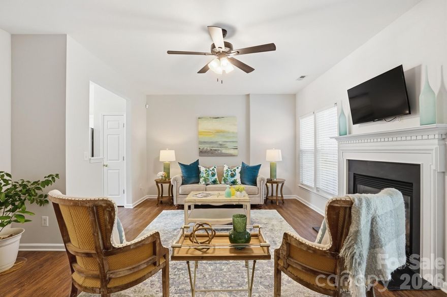 Welcome to Cramerton Village—a desirable community in the heart of historic Cramerton offering the perfect balance of comfort, convenience, and low-maintenance living. Property comes with American Home Shield Home Warranty, valid through March 2027. This beautifully maintained, and freshly painted, 2-bedroom, 2.5-bath townhome has been thoughtfully maintained and is move-in ready. Step inside to find an inviting open layout, where the cozy living room flows seamlessly into the dining and kitchen areas. The kitchen shines with  white cabinets that brighten the space and provide a crisp, modern feel. Upstairs, the spacious primary suite features a large walk-in closet and ensuite bath, while the secondary bedroom and additional full bath provide flexibility for guests, family, or a home office. The private back deck is perfect for entertaining or relaxing—complete with an outdoor TV, convenient storage closet, and even kayak storage for those who enjoy weekends on the water. Life in Cramerton Village means enjoying more free time—HOA-maintained exteriors, included water and landscaping make for easy, low-maintenance living. Spend your summers at the community pool or exploring nearby parks, greenways, and Goat Island. The location couldn’t be better: just minutes from downtown Belmont and Cramerton’s riverfront shops and restaurants, close to Charlotte Douglas International Airport, and with quick access to I-85 and I-485 for an easy commute into Uptown Charlotte. Whether you’re looking for your first home, a low-maintenance lifestyle, or a convenient location with small-town charm, this townhome delivers it all. Schedule your showing today and experience the best of Cramerton living!