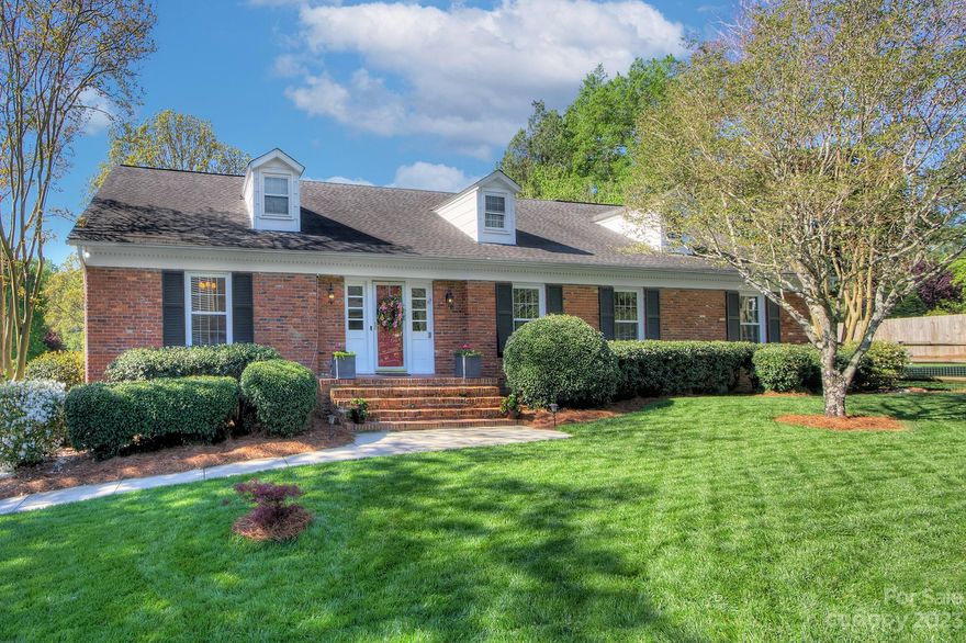 Beautiful Brick home on over a 1/2 acre lot  ... this property is original to the location that is now Foxglove. This home lives large ... Primary Bedroom on the main, Kitchen with wall oven, gas cook- top, granite counters and loads of cabinets/storage, fire place in family room, all bedrooms are spacious, ample storage upstair and down. Great flex spaces including Sunroom on the main, basement Rec Room, 2nd floor bonus and office (currently used as playroom). Sunroom opens to deck overlooking HUGE yard with established landscaping. Great South Charlotte location and wonderful small community with lots of social events for all!