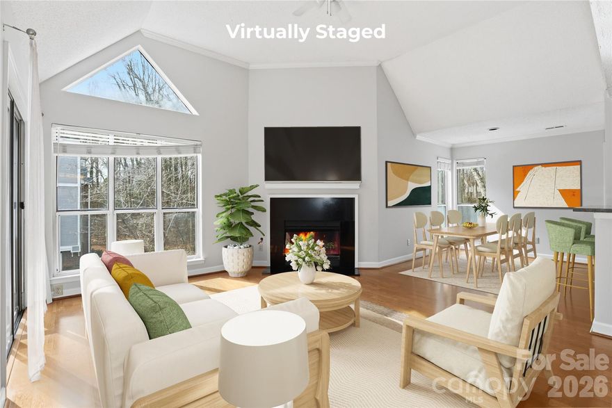 This isn't just another condo. It's on a corner on the third floor, with its own entrance. So, it has the kind of privacy at the entrance that's nearly impossible to find in this price range.

Step inside and look up. Vaulted ceilings in the living room create a sense of space that units on lower floors don’t have. The open flow from kitchen to living area means you can actually cook and hang out at the same time. 

Granite counters, tile backsplash, and a breakfast bar that doubles as your WFH lunch spot or weekend coffee bar. Hardwood floors, crown molding, and a fireplace give it that polished, inviting feel without trying too hard.
The bedroom has a walk-in closet (yes, an actual walk-in) and your own private covered balcony. Perfect for morning coffee or decompressing after a long day.

Fresh paint throughout means you're moving into a clean slate that's move-in ready, not a project.
Location-wise, you're minutes from Uptown, Charlotte's hospital corridor, and centrally positioned between Eastover and Elizabeth. Meaning the best restaurants and coffee shops in those neighborhoods are right at your doorstep.