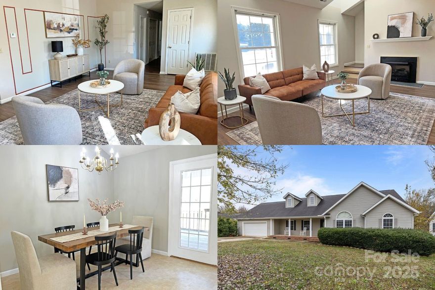 Welcome home to this enchanting ranch-style retreat in Oak Creek, just moments from the serene shores of Lake Wylie! Tucked away on 1.42 acres of lush, manicured beauty, this home welcomes you with a charming rocking chair front porch, setting the tone for warmth & relaxation. Step inside to soaring ceilings, sun-kissed skylights, and cozy fireplace that invites you to unwind. The airy kitchen flows seamlessly into a breathtaking dining area w/ a cathedral ceiling—perfect for heartfelt gatherings. The primary suite is a tranquil haven with its cathedral ceiling, while the spacious secondary bedrooms exude comfort & charm. A private suite above the garage offers endless possibilities—guest retreat, home office, or media room. Outside, the expansive deck boasts three inviting spaces: a covered porch, a screened-in haven, and open-air seating. With a 2-car garage, fenced yard, 2 sheds, low county taxes, and a remarkably low HOA, this gem won’t last long. Schedule your private tour today!