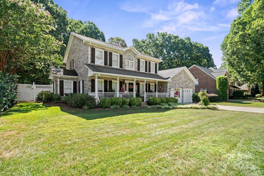 Significant Price Adjustment – Motivated Seller! Beautifully maintained all-brick home with private IN-GROUND POOL, bolted-down gazebo, and arbor in sought-after Baker’s Spring, Mountain View. This one-owner 3BR/2.5BA home sits on nearly ½ acre with mature trees, custom landscaping, covered front porch, and a dream fully fenced backyard oasis. PACKED with features, enjoy beaming hardwood floors, 2-story entry foyer, formal dining, living room with gas fireplace, and a charming kitchen with tile flooring, stainless steel appliances (including double oven), and breakfast nook with laundry on main. Upstairs offers 3 spacious bedrooms, including a soaring primary suite with walk-in closet and dual-vanity bath. All appliances, including washer, dryer, and fridge convey. Located on QUIET Twin Ponds Dr, walking distance to Mountain View Elementary and minutes to shopping, dining, and Hwy 321. No city taxes and low HOA. Rare opportunity to own a move-in-ready home in a friendly, established neighborhood.