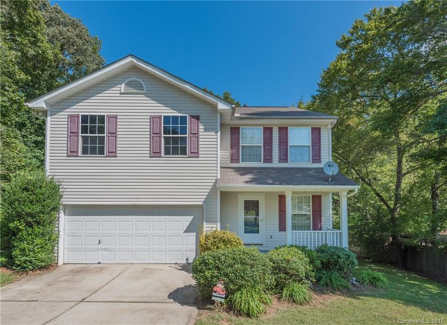 Well kept home on private wooded lot. This home has 4 bedrooms and 2 1/2 bathrooms. Kitchen has eat-in area and opens to rear deck. Good size great room with tons of natural light. Welcoming covered rocking chair front porch. Good size master bedroom! The rear yard has plenty of trees that make for a very private backyard. Refrigerator remains. Home is move in ready! Great neighborhood and close to Lake Wylie and Hwy 49.