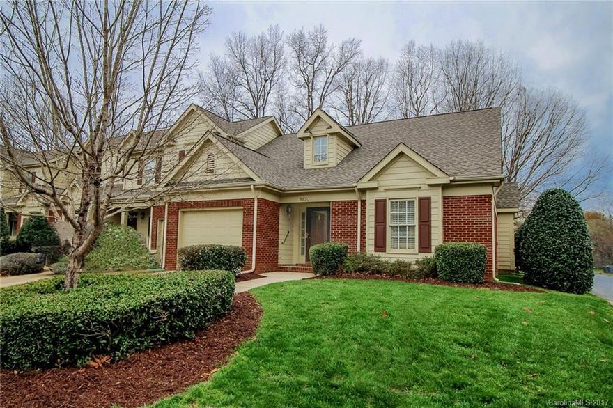 Move right in! Light and airy end unit in a quiet setting with brick exterior and private enclosed patio next to treed common area. 2017 seller upgrades include Stainmaster carpet in bedrooms, pre-finished wood flooring in great room, light fixtures and interior paint. Wonderful floor plan features spacious rooms and cathedral ceilings.  Convenient Raintree location near The Arboretum Shopping Center with Harris-Teeter, Walmart and much more.   One-year Home Warranty.