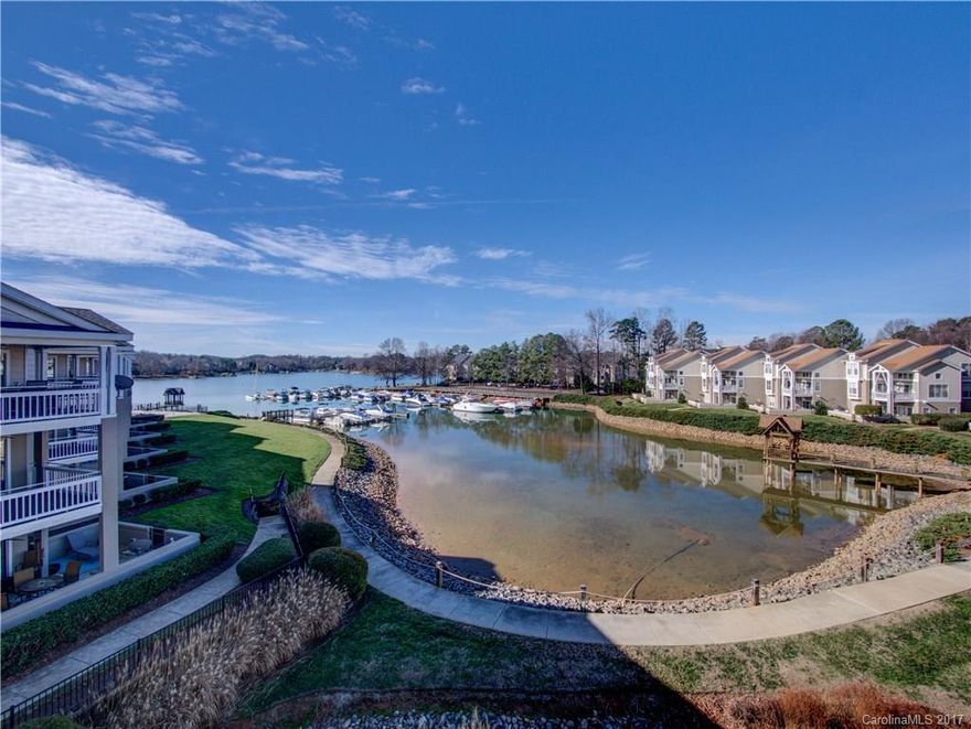 End Unit Penthouse w/highceilings, wood  floors and newer carpet. Granite counters in kitchen , tile back splash, eat in breakfast area w/ lake view. Split BR plan with Master boasting large Lake views. Great deck overlooking both Lake Norman and large pond with water fountain for soothing afternoons. The best of lake living in one of the larger size units in Davidson Landing! View virtual tour!.Boat slips available to lease Ready for May 1st move in! Possibly a bit sooner
