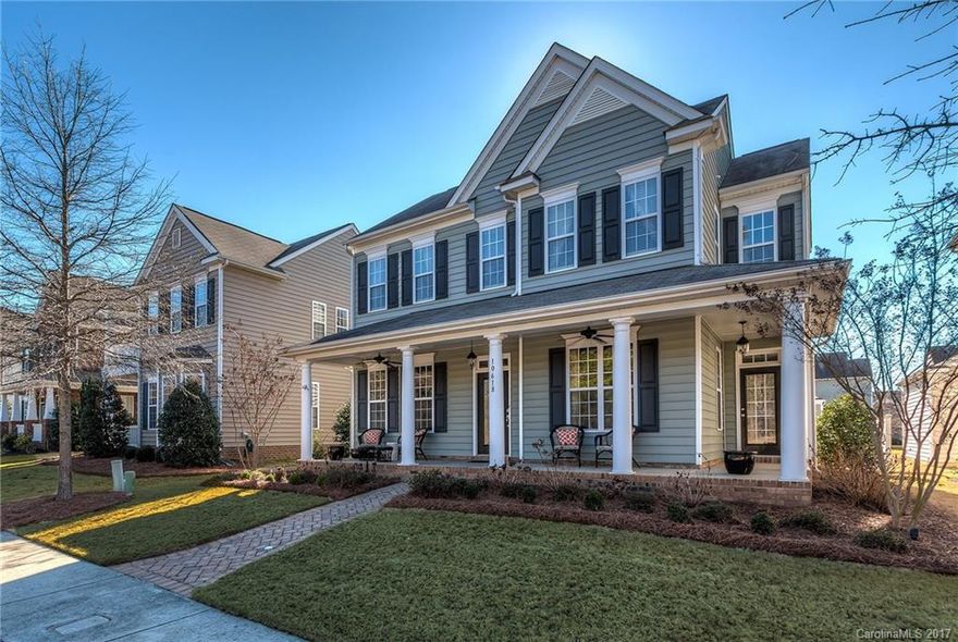 This Light & Bright Open Floor Plan is beautifully maintained.  Amenities include 10' Ceilings & Hardwood Floors thru-out the 1st floor; Great Rm Gas Fireplace, Front Formal Dining Rm & Flex Rm perfect for Office or Sitting Rm.  The Kitchen is open to the Great Rm & features Granite Counters, Raised Panel Cabinetry & Pantry. Upstairs features a Large Master Suite w/ Soaking Tub, Shower & Walk-in Closet.  Two add'l bdrms include a Jack-n-Jill Bath.  Wrap-Around Front Porch & Amazing Paver Patio!