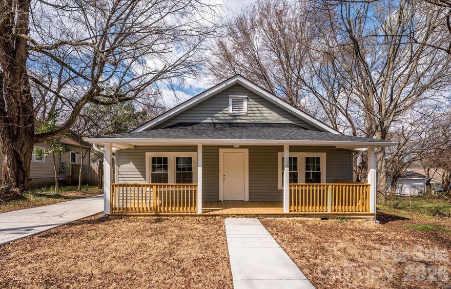 Totally renovated 1900 bungalow blending original charm with today’s modern finishes. This home features spacious rooms throughout, including a large living room, dining room, three bedrooms, and two full baths.
The kitchen is packed with upgrades, including new white cabinetry, granite countertops, a classic subway tile backsplash, and stainless-steel appliances. Both full bathrooms have been beautifully renovated with new vanities, updated lighting and plumbing fixtures, and stylish subway tiled showers. Enjoy new LVP flooring throughout—no carpet! Major improvements include a new roof, water heater, windows, siding, driveway, front and back decks, giving you peace of mind for years to come. Great location, just a short drive to Downtown Concord restaurants and shopping as well as the Gibson Mill Antique Mall.  Easy access to I-85, Hwy 601 and Hwy 29. Move-in ready and waiting for you to call it home!