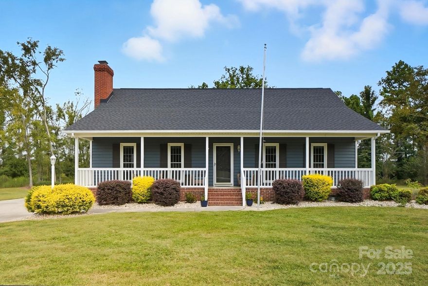 This is a unique property. No HOA! This charming 3-bedroom, two- bath home is a true gem. It sits on almost an acre. A welcoming covered front porch to sit and relax. Inside, the kitchen boasts newly upgraded white quartz countertops and a new back splash. There is a breakfast bar, ample kitchen cabinetry, and a spacious pantry. The Refrigerator, only a year old, will convey. The stove is gas. The Dining area opens into the great room, featuring a cozy gas fireplace. The primary suite includes a large walk-in closet and a new shower (2025). New vinyl plank flooring throughout the home. Flooring Brand is Mohawk Revwood (2024). A generously sized laundry room offers cabinets and an additional closet that can serve as a second pantry. Step outside to an entertainers dream backyard- complete with a large stamped concrete patio, firepit and large screened in standalone Lanai.  Tons of storage. Two large sheds. One shed has electric & running water. There is a buffer of trees in back yard that offers privacy. Located in the county & that provides lower taxes. There is a septic tank and it just was serviced & emptied. The house has a termite bond in place. The roof was replaced June 2024 due to the hail storm. Duct Work 2025. Will provide a clear CL100 once the home goes live.  Location is fantastic! We are only doing showings during open house on Saturday, 9/27 from 11-4PM and Sunday, 1-3PM. It is easier for the seller.