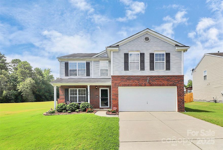 Great home in Cabarrus Crossing, slated for some of the area's top-rated schools (Odell, Harris Rd, Cox Mill). Nestled at the back of the neighborhood next to the cul-de-sac, this home has 3 bedrooms, 2.5 baths, a bonus room upstairs and a flex space downstairs. Open concept living with lots of natural light. Gas FP in living room. Stainless appliances and painted cabinets in kitchen. Large laundry room/pantry/mud room off 2 car garage. Laminate floors on both levels. Huge, flat, fenced backyard with fire pit and storage shed. Covered front porch. Neighborhood amenities include a pool and playground. Roof 2015, HVAC 2023, Water Heater 2024. Convenient to shopping, dining, medical, interstate access, schools and only 25 minutes from Uptown Charlotte. Eligible to be used as rental property.