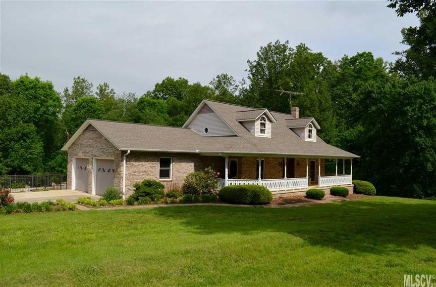Beautiful brick cape cod style home with rocking chair front porch, 3 bedrooms, 2.5 baths and 15.28 acres. Hardwood floors throughout the living, dining area and kitchen. Granite counter tops and cabinets wrap around the farm style sink, illuminated with updated lighting. Cozy sunroom overlooks a stunning in-ground pool, covered patio and beautiful scenery. Main level Owner's suite with walk-in shower and jetted tub. 2nd level bedrooms 2 and 3 share a hall bath with charming claw foot tub. Lower level contains a den / game room and 3rd garage for outdoor equipment. This is truly an amazing property to call home.