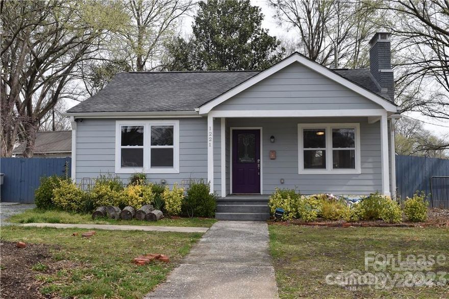 Cute 2 bedroom / 1 bathroom home with lots of character.  This home has great outdoor spaces - a covered front porch, great for socializing w/ neighbors, & a private FENCED backyard retreat w/ an additional covered porch.  Lots of upgrades - bamboo flooring, neutral gray paint throughout most of home, nice finishes, & updated kitchen & bathroom.  Kitchen features granite countertops, island, tile backsplash, shaker style cabinets, & stainless steel appliances.  Good sized living area, open to kitchen/dining area.  2 decent sized bedrooms.  Updated bathroom features tile floor, modern double sink vanity, & tub w/ tile surround.  Laundry room w/ washer & dryer included.  Great neighborhood - neighbors often gather & socialize.  Very convenient to NoDa - an artsy & eclectic area of shops, restaurants, & night life.  Less than a mile to the light rail station.