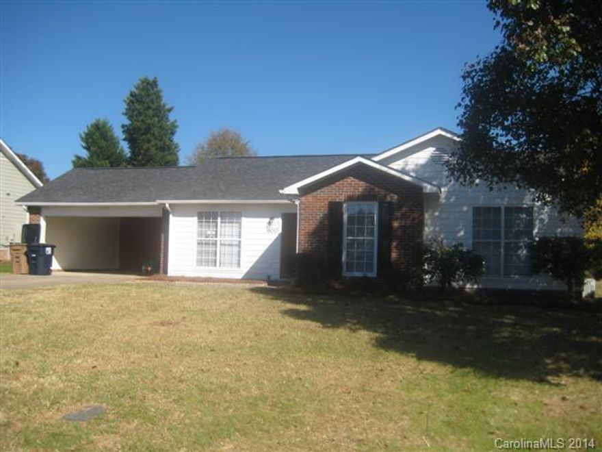 Great Indian Trail location...move-in ready, corner lot with 2 car garage.  Tax records also show it as 1800 Jacquelyne Dr.  Counter tops in both baths to be replaced.