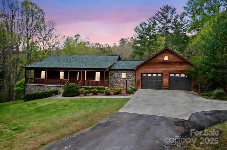Embrace the beauty and rustic charm of this breathtaking retreat tucked away on almost 2 acres with a spring fed pond in the foothills of Caldwell County. Located between Lenoir & Blowing Rock, this property is in the perfect location to spend time in scenic WNC, with a short drive to ASU. This floorpan has everything you need on the first level with a large two car garage! Kitchen features oak cabinetry, plenty of storage and newly installed LVP flooring. Expansive living and dining area combo with a gas log fireplace and gleaming hardwoods. Primary bedroom walk-in closet, ensuite featuring dual sinks, walk-in shower and jetted tub. Finished basement spacious den area with gas logs, half bath and bonus room. Garage access into a utility area where you can store your lawn equipment! Expansive covered back porch. Bring your fishing pole and spend family gatherings around the pond equipped with a deck for ultimate relaxation. So many more features this property won't last long!