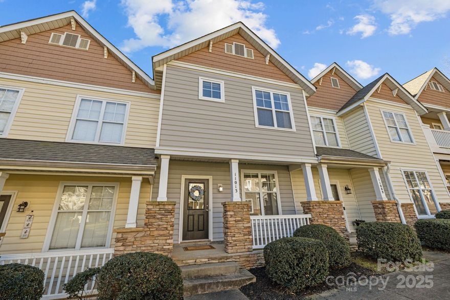 Incredible value in Ballantyne! Spectacular location, this move-in ready condo is less than two miles from Ballantyne Village and the Bowl. Ballantyne Medical Center/Novant Health and CMPD station within blocks. Even closer are Publix, dining, and other services!  Impeccably maintained, this 2-bedroom condo is tucked into the quiet rear section of the complex and offers a flexible layout, covered front porch, and rear patio with storage shed. Recently replaced carpet on stairs and upper level is in excellent condition. Gas fireplace in cozy living room (seller has never used). Refrigerator, washer/dryer convey. 2-10 Supreme 1-year home warranty offered with acceptable offer.