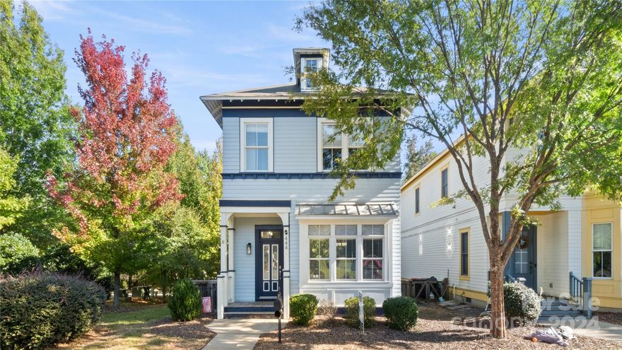 Come see this charming cottage-style home in Baxter Village! This beautiful open floor plan is bright and airy, with the kitchen and living area overlooking the trees. Enjoy a cozy gas fireplace, stunning built-ins, and direct access to a private outdoor space from your living room. The kitchen is clean and modern with white quartz counters, white cabinetry, a butler's pantry, and stainless steel appliances.  All 3 bedrooms upstairs have hardwood flooring, and the master suite comes with a custom built walk-in closet, linen closet, garden tub, shower and double sinks. This home also has an extra large attic and an additional outdoor storage closet! Private backyard, perfect for entertaining, situated on a corner lot, in front of a peaceful pocket park. Walk to Market Street for retail, restaurants, bars and your neighborhood . Amenities include two community pools, tennis courts, club houses, and over 20 miles of walking trails!