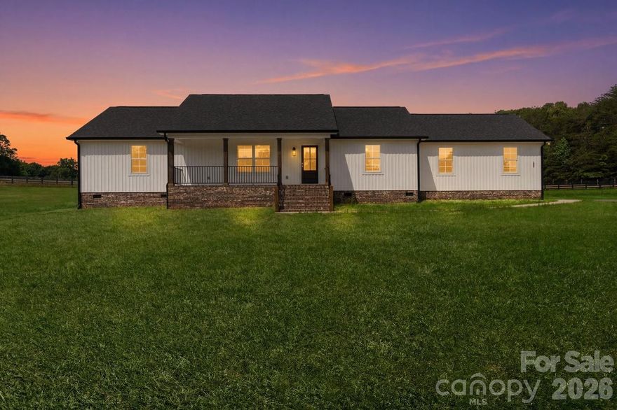 At 725 Alf Hoover Rd, your look for a new home with wonderful finishes will be complete when you walk into this new build. You may have driven by this home build, now it's time to come tour inside; built on a large country lot by a highly revered local home-builder, Key Builders.

Features: 
-3 bedrooms, 2 baths
-1604ft2 +/-
-Crawlspace foundation
-Large .85 acre +/- parcel in the country, close enough to town
-Gorgeous granite countertops in kitchen & quart in bathrooms
-Shower with shower door in primary bathroom
-A large 24'x24' side-load garage, sheet-rocked & premiered
-Whole exterior board and batten vinyl siding
-Architectural shingles
-Masonry front covered porch with beautiful stained posts, & black metal rails
-Vaulted ceiling in kitchen/living/dining
-Cabinet hood in kitchen
-Refrigerator panels and deep cabinet above
-All wood soft-close cabinets
-Rear patio door with built-in blinds
-Boasting durable Revwood flooring by Mohawk in kitchen everywhere except carpet in bedrooms & their closets.
-HVAC vents and returns in ceiling for your maximum convenience of furniture placement
-Craftsman trim
-Electric motor garage with clickers
-Septic system located in the front yard