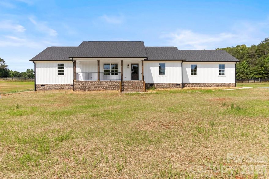 At 725 Alf Hoover Rd, your look for a new home with wonderful finishes will be complete when you walk into this new build. You may have driven by this home build, now it's time to come tour inside; built on a large country lot by a highly revered local home-builder, Key Builders.

Features: 
-3 bedrooms, 2 baths
-1604ft2 +/-
-Crawlspace foundation
-Large .85 acre +/- parcel in the country, close enough to town
-Gorgeous granite countertops in kitchen & quart in bathrooms
-Shower with shower door in primary bathroom
-A large 24'x24' side-load garage, sheet-rocked & premiered
-Whole exterior board and batten vinyl siding
-Architectural shingles
-Masonry front covered porch with beautiful stained posts, & black metal rails
-Vaulted ceiling in kitchen/living/dining
-Cabinet hood in kitchen
-Refrigerator panels and deep cabinet above
-All wood soft-close cabinets
-Rear patio door with built-in blinds
-Boasting durable Revwood flooring by Mohawk in kitchen everywhere except carpet in bedrooms & their closets.
-HVAC vents and returns in ceiling for your maximum convenience of furniture placement
-Craftsman trim
-Electric motor garage with clickers
-Septic system located in the front yard