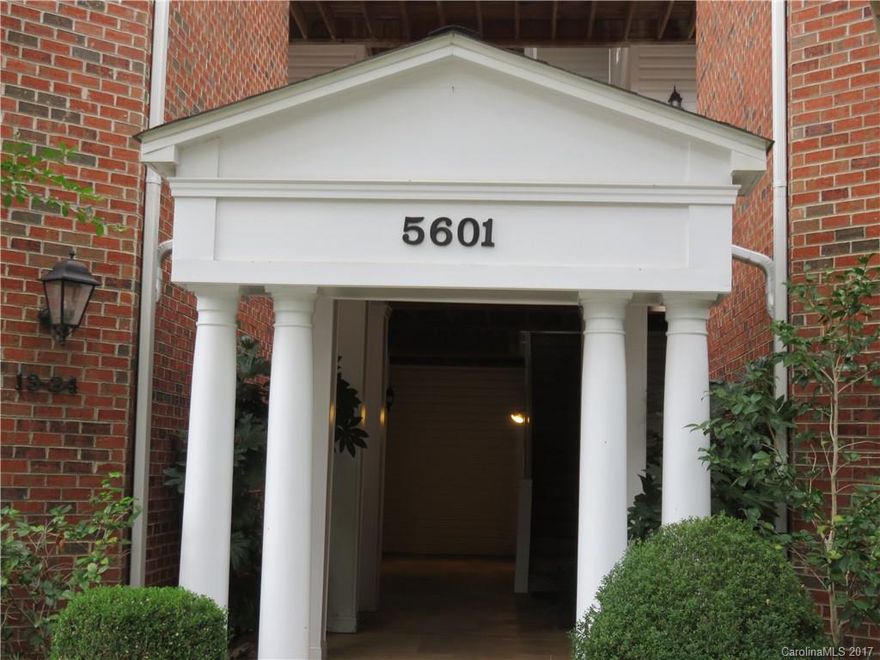 Enjoy the privacy & quiet location of your NEW home. 3rd floor end unit that looks out over the trees. Home has mostly HW floors, tile in the KT & BK area,  carpet in the BR's. Nice laundry room! Tile surround in both tubs, Great parking & easy walk to SouthPark Mall. Enjoy cool nights by the fireplace in the large Great room, or have a glass of wine on the private balcony & watch the birds.End unit allows lots of sunshine, split BR offers extra privacy.  Granite, stainless appliances & white KT