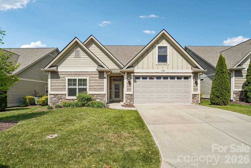 Beautifully maintained townhome in the desirable Village at Windstone offering space, comfort, and abundant natural light. This spacious four-bedroom, three-bath home features an open floor plan with a stunning cathedral ceiling and gas log fireplace in the living room. The main level includes a generous primary suite with a full bath featuring a double sink vanity, jetted tub, and separate shower, along with a guest bedroom and an additional full bath.

The open kitchen and dining area are perfect for entertaining, complete with a large island, granite countertops, and stainless steel appliances including a gas range. A convenient laundry room with utility sink is also located on the main level. Upstairs, you’ll find two additional bedrooms and a full bath, offering plenty of space for family or guests.

The garage offers ample room for parking and storage and the house comes equipped with a Central Vacuum.

Enjoy outdoor living with both a screened-in patio and an open back patio. Natural gas adds efficiency and convenience. Located in a gated community with amenities including a clubhouse, outdoor pool, sidewalks, and street lights, this home offers a perfect blend of comfort and lifestyle.