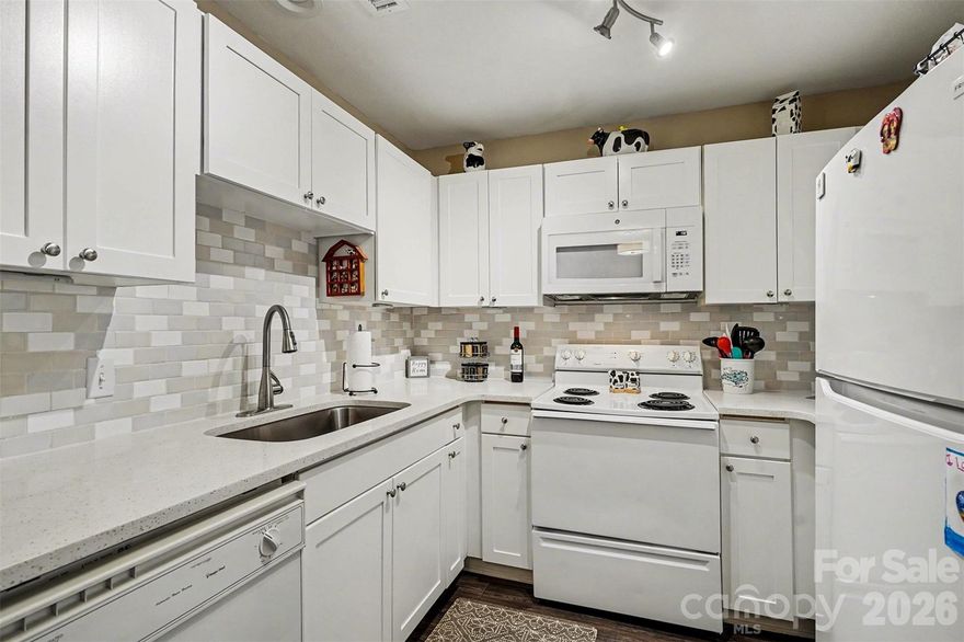 Affordable Lake Wylie Living.  Fully Updated Condo. All appliances included. Conventional, VA or cash.  Ideal for those seeking a carefree lifestyle.  Amenity-rich community, desirable Clover schools, and the benefit of lower South Carolina taxes. Hamiltons Bay offers residents ample parking, a club house with kitchen, fitness center and business center, outdoor pools, playground, and sidewalks.  RV/boat storage is also available for a fee.   Effortless living in this beautifully updated condo offering the perfect blend of comfort, value, low-maintenance living, and convenience—just minutes from Lake Wylie, Golf, shopping and dining.  This bright and airy home features an open-concept layout with spacious living areas designed for easy living.  This move-in ready condo has been updated with new vinyl flooring, light fixtures, and fresh paint throughout. The kitchen and bathroom were recently completely remodeled with new cabinets and granite countertops.  Newer Whirpool kitchen appliances, and washer and dryer convey.  Full list of improvements with dates are attached in MLS.  The large  living room flows seamlessly to a private balcony, creating a welcoming space to relax and unwind. A walk-in storage closet adds everyday practicality, and the Ring camera conveys for added peace of mind.  The primary bedroom is spacious and enhanced with a walk-in closet. Whether you’re a first-time buyer, downsizing, or investing, this move-in ready condo is an exceptional value. Owner is a licensed SC realtor.