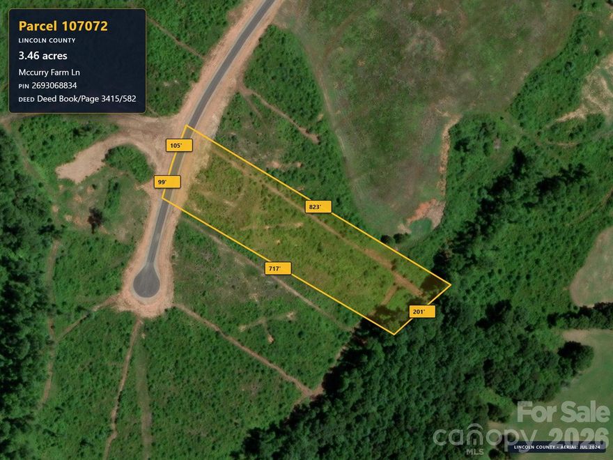 McCurry Farms is a subdivision in the rural West Lincoln area.  The subdivision features large lots and custom homes.  No manufactured homes allowed.  The lots require a well and a septic system.  There is an existing perk test from the Lincoln County Health Department for a 4-bedroom home.  This septic record, dated 4/4/2024, must be updated by the buyer.  Per subdivision restrictions, the homes must be at least 1,600 sq ft.  McCurry Farm Lane is a private road.  Road maintenance is shared by all owners and is covered by the restrictions.