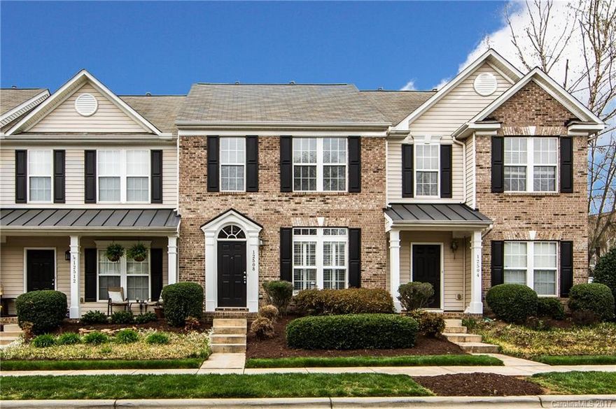 Beautifully updated 3BD/2.5BA townhome across from the Blakeney shopping center! Prefinished hardwood flooring throughout the downstairs. Bright kitchen with white cabinets, light granite, and stainless steel appliances including refrigerator. Renovated master bathroom with glass enclosed tile shower and granite counters. New lighting throughout. Easy access to Blakeney, Ballantyne, Stonecrest and 485! A must see!