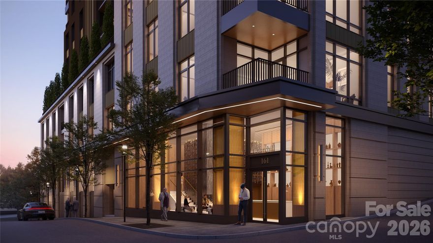 Experience The Churchill, offering a level of luxury not yet delivered in downtown Asheville, where refined design and mountain serenity meet city energy. This landmark address offers 35 exclusive residences from 1,200 to over 3,000 square feet, each with private terraces up to 1,600 square feet and seamless indoor-outdoor living through movable glass walls. Interiors feature Sub-Zero and Wolf appliances, double waterfall stone countertops, custom cabinetry, French white oak flooring, vented fireplaces, and smart home technology. Amenities include a grand lobby with concierge, ninth-floor sunrise terrace with yoga deck, sunset owner’s lounge with outdoor kitchen and mountain views, fitness center, golf simulator, billiards, sauna, and secure parking with EV charging. Strong early demand with sales ahead of projections.