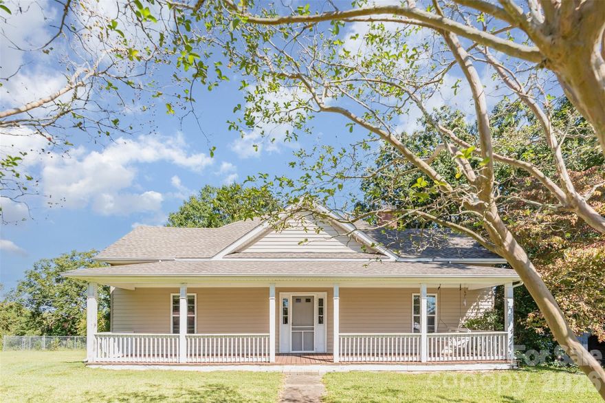 Enjoy instant value with this charming 2-bedroom, 2-bath home priced below appraised value and offering serene country living in Hickory Grove. Set on over an acre with mature trees, it provides exceptional privacy and plenty of space to relax and enjoy the outdoors. Enjoy mornings on the expansive covered front porch or evenings in the fenced backyard. Inside, you’ll find hardwood and tile flooring throughout and a bright kitchen featuring granite countertops and a breakfast bar. Charming small-town setting with convenient access to York, Rock Hill, and Charlotte. Schedule your showing today!