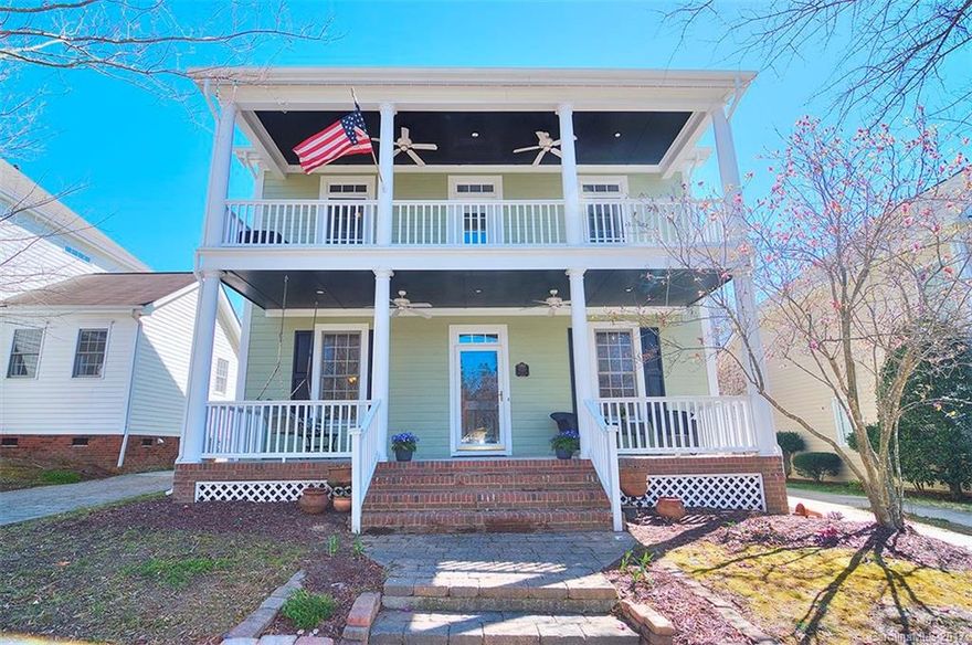 Rocking chair front porch upstairs & downstairs in desirable Baxter Village. Lots of upgrades. Formal dining room. Gourmet kitchen with plenty of counter space. All appliances to convey. Great room with gas log fireplace. Upper level loft opens into 3 bedrooms including master suite. Sunroom. Fenced yard with patio. Oversized garage w attic storage. Enjoy the lifestyle of parks, playgrounds, pool, tennis, trails, plus dining & shopping.