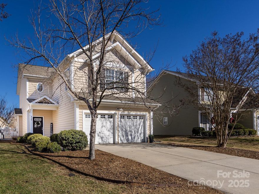 Welcome to this beautifully maintained, move-in ready home. With recent updates including a new roof (2020) and HVAC system (2022), this home offers peace of mind. The open-concept living area seamlessly connects a cozy living room with gas logs to a spacious kitchen, making it ideal for both daily living and entertaining. The kitchen features granite countertops, high-quality cabinetry, a pantry, and a breakfast bar for extra seating, while a charming built-in booth in the dining area adds a delightful touch. Upstairs, the primary suite boasts vaulted ceilings, dual walk-in closets, and an expansive bathroom with separate vanities, a walk-in shower, and a relaxing garden tub. Outside, enjoy a fully fenced, level backyard with a back patio perfect for grilling or simply unwinding. The neighborhood itself offers fantastic amenities, including an outdoor pool & playground, walking trails, a clubhouse, dog trails, and much more. This home truly has it all and a fantastic location.