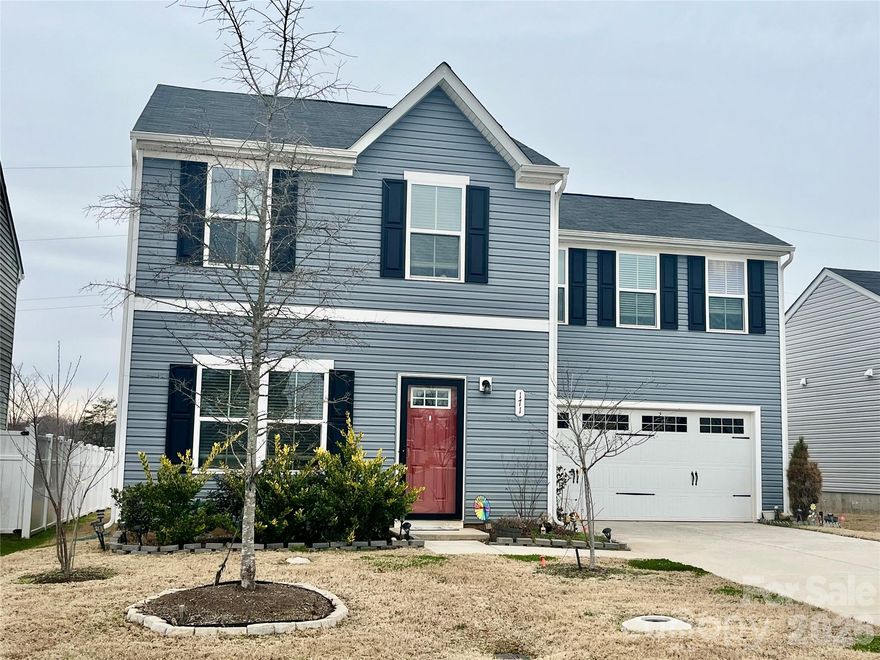 Welcome home to this fantastic 4 bedroom/2.5 bathroom home in desirable Weathers Creek neighborhood! Step into a welcoming foyer that opens into a spacious great room flowing effortlessly into the expansive kitchen. The kitchen features a generous island that provides additional workspace and seating. Lots of room to store food with 2 pantry closets. A nearby hallway leads to a convenient half bath and a large coat closet. Upstairs, four spacious bedrooms await which offer walk-in closets for exceptional storage. The oversized laundry room located on the second floor adds convenient location close to the bedrooms. The luxurious primary suite features abundant room for a large bed and furnishings, a massive walk-in closet, and a private bath designed for comfort. All major appliances remain, including the electric range, microwave, dishwasher, refrigerator, washer, and dryer, making this home move-in ready. The exterior is just as impressive with permanent pergola anchored on the back patio. The backyard is the ideal size for outdoor enjoyment while still being easy to maintain. The two-car garage includes shelving for storage. Neighborhood common area is across the street where you can sit and enjoy the outside. Located just minutes from beautiful Lake Norman and conveniently close to the brand-new Food Lion, this home combines modern comfort, thoughtful design, and outstanding convenience.