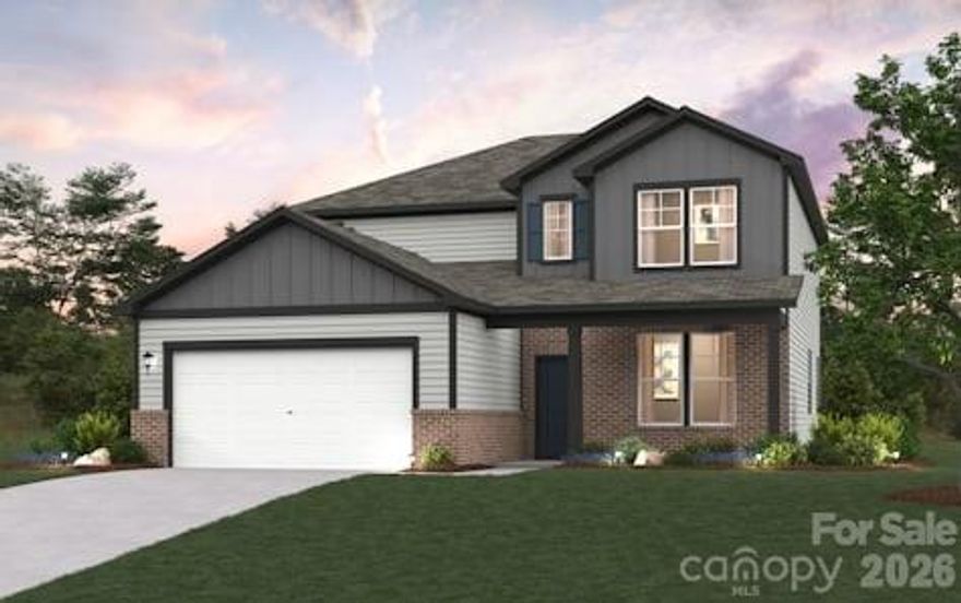 Step into the charming Rainier plan at Cannon Manor! At the heart of this home, you’ll find a welcoming open layout, featuring a great room, a dining area, and a kitchen with a center island and a walk-in pantry. Upstairs, there’s a loft waiting to be transformed, along with two secondary bedrooms—one with a walk-in closet. The primary suite is also on this level, showcasing a large walk-in closet and a private bath. This lot also includes an additional bedroom and full bathroom in lieu of the study and powder room. Boasting modern style and versatile design, this plan is a must-see.