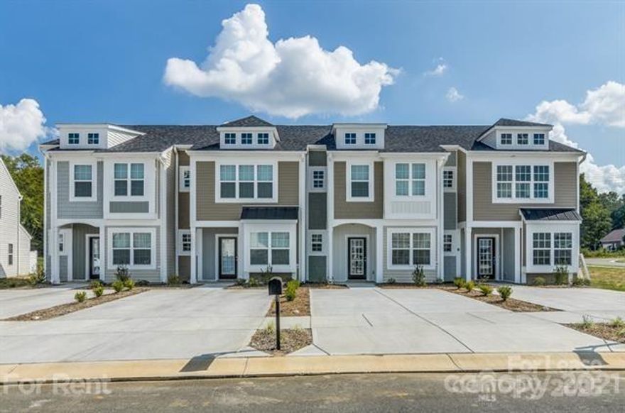 Beautiful townhome located in Settler's Landing. Many upgrades! Gorgeous vinyl plank flooring and 9ft ceilings on main level. Kitchen has upgraded faucets, stainless steel appliances and pantry. Granite counter tops and upgraded cabinetry throughout home. Custom lighting fixtures. Ceiling fans in all bedrooms and living room! All bedrooms have vaulted ceilings. Washer and Dryer included! Office / Den on main level! Exterior patio with great view and attached storage room. All electric. Close to Charlotte Motor Speedway, Concord Mills and I-85. Conveniently located near restaurants and shopping.  Pictures are of different units in same development with similar features., Each person 18 years and older must complete a separate application and pay $55 application fee. Any animal must be pre-approved by property owner.  Owner will consider indoor animals only. Cats or small dogs / approved breeds 20lbs or less. $300 (one time) pet fee per approved pet.