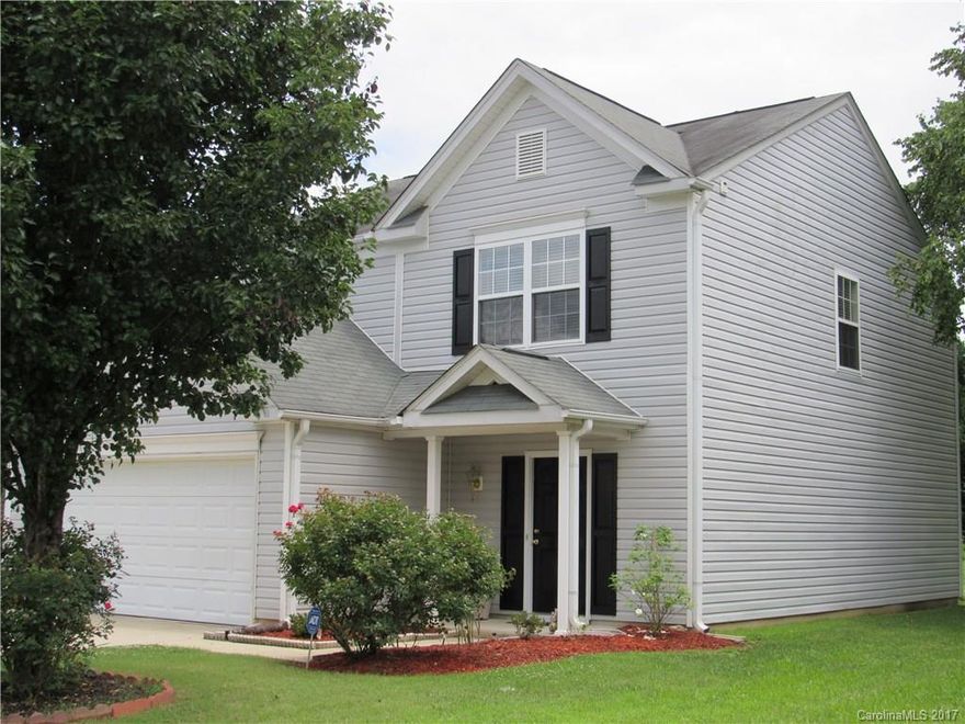 Two Story Transitional Home offers granite in kitchen, tile backsplash, pass thru, pantry, open floorplan with fireplace.  Hardwood flooring in downstairs living and dining room, tile in kitchen.  New carpet upstairs, new paint thruout.  Washer & dryer convey.  Easy access to I-485, shopping, restaurants, and great schools.  Ready to move in, come and see!