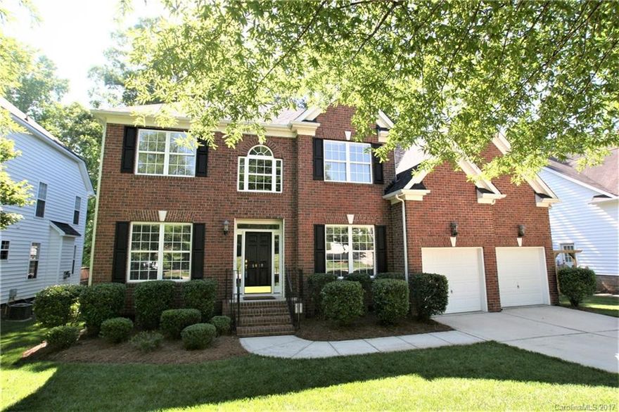 Beautiful brick front 5BR/3BA Cabarrus County Home! View from deck of very private wooded backyard. 1st fl guest suite w/tiled bath. Granite & s/s kitchen w/gas stove & tile backsplash. Hardwoods in DR, Foyer, kitchen & BK. 5th BR/bonus for media room. 2nd floor AC new 2017. Gorgeous tree lined neighborhood street in walking distance to pool, sports club, fitness ctr and park. Immaculate home. All tiled baths, lge walk-in closets, neutral decor. 2" plantation blinds & soft shade in breakfast rm.