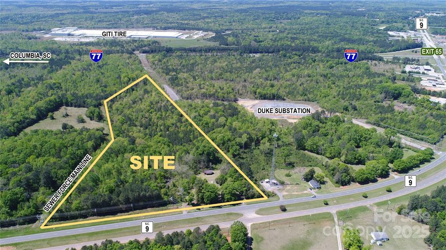 PRIME LOCATION!  ±26 acres with ±826' of frontage and median cut on 4-lane highway (Lancaster Highway, aka SC 9) less than 1 mile from I-77 (Exit 65) in Chester County.  House and outbuildings deemed unlivable and of no value.  Rare opportunity to find a gently sloping mass of usable land centered in Chester County's hottest growth area of Richburg encompassing, as of 12/31/2024, 4 planned subdivisions under construction (1,227 single-family, 200 townhomes, 135 duplex homes, 240 multi-family) within a 4-mile radius from this property.  Multiple new industrial projects and expansions currently underway creating jobs, jobs, jobs.  There is a strong need for commercial development and this location is ideal for such use.  All utilities available.  Duke Energy substation, cell tower and sewer easement adjacent to this site.  Timber cut approximately 20 years ago.  Serious buyers only.  No owner financing.
