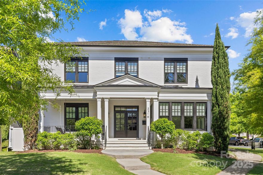 Gorgeous newer home situated on a quiet cul-de-sac street in Myers Park! Built in 2016, 2316 Westminster Place features high ceilings, intricate moldings, and beautiful hardwoods. The thoughtful open floorplan offers abundant natural light and easy living/entertaining. Gleaming chef’s kitchen boasts marble countertops, custom white cabinetry, large center island with barstool seating, and stainless Thermador appliances. The kitchen opens to the breakfast area and family room with coffered ceilings, handsome built-ins, and gas-log fireplace. Formal dining room and guest suite/bonus with full bath also on the main! Upper level Primary suite features expansive walk-in closet and spa-like bath with dual vanity with marble countertops, soaking tub, and frameless glass walk-in shower. Incredible outdoor living on the rocking-chair front porch or screened rear porch that looks over the manicured backyard with turf! Detached 2-car garage. Short commute to Uptown or SouthPark, don't miss!