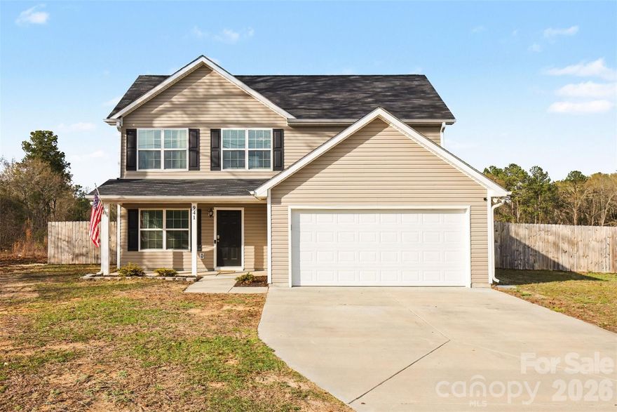 100% USDA financing available for qualified buyers! Welcome to 941 Airport Rd in Pageland, where space, comfort, and convenience come together beautifully. This spacious 4-bedroom, 2.5-bath home features an open-concept layout perfect for both everyday living and entertaining.

The main-level primary suite offers privacy and comfort with plenty of room to unwind. At the heart of the home, you’ll find a stunning kitchen featuring granite countertops, stainless steel appliances, a large center island, and abundant cabinet space—perfect for cooking, gathering, and making memories.

Upstairs offers generously sized bedrooms, walk-in closets, and a huge flex space ideal for a media room, playroom, home office, or additional living area. Storage is plentiful with two attic spaces, giving buyers the extra room everyone needs.

Step outside to enjoy the welcoming covered front porch or relax in the fenced backyard, perfect for pets, play, or entertaining guests. A 2-car garage adds even more convenience, and with NO HOA, you’ll enjoy the freedom and flexibility homeowners love.

Move-in ready and packed with space, this beautiful home offers the layout, features, and affordability today’s buyers are searching for. Don’t miss your chance to make this one yours—schedule your private showing today!