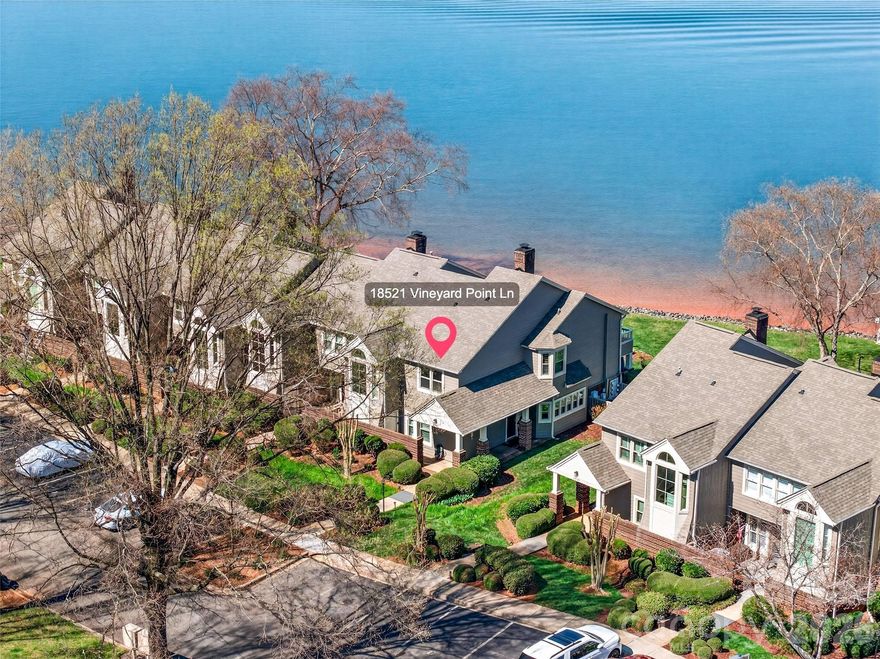 Wake up to panoramic Lake Norman views in this beautifully appointed waterfront townhome in Vineyard Point. Flooded with natural light and lake views from nearly every room, this 3-bedroom, 2.5-bath home blends comfort and luxury in one of Cornelius’ most desirable lakefront communities. This home has undergone a complete rehab and now features a chef’s kitchen designed for both entertaining and everyday living, with high-end finishes, ample counter space, and an open layout that flows seamlessly into the main living areas. The primary suite is a true retreat, featuring a private balcony overlooking the water and a spa-inspired bathroom with heated floors, rainfall shower, and full body spray system. Every detail is designed for relaxation. Enjoy the Lake Norman lifestyle with community pool, tennis, and pickleball courts, plus easy access to nearby marinas, restaurants, and parks. If you’re looking for light-filled living with incredible lake views, this home delivers.