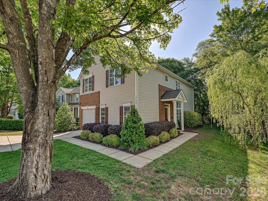 A wonderful place to begin or begin again! Invest in your future while enjoying the comfort and privacy of homeownership in this charming, beautifully updated home in highly sought-after Southampton. A soaring two-story dining room welcomes you with refreshed lighting and ALL-NEW, low-maintenance Luxury Vinyl Plank flooring that flows throughout the entire first level. Tucked on a beautifully wooded homesite, the home still enjoys an impressive amount of natural light through its many windows. A spacious formal living room at the front of the home also makes an ideal work-from-home space. The open great room and kitchen offer generous gathering space, featuring Gas Fireplace, a large center island with breakfast seating, stainless steel appliances including a NEW Electric Range, a single basin 'Farm' sink, and NEW quartz countertops. Upstairs, the gracious open staircase leads to double doors opening into a primary suite with vaulted ceiling, private bath, and a roomy walk-in closet. Ceramic flooring plus new Brushed Nickle faucets and coordinating lighting highlight both 2nd-level baths. The laundry room is also on the 2nd level for optimal convenience, with both washer and dryer included! Southampton amenities include a pool, sports courts, playground, and clubhouse. Districted to popular, high-performing schools including Knights View Elementary, Community House Middle, and Ardrey Kell High. Minutes to South Charlotte dining and entertainment at Ballantyne, The Bowl and Blakeney.  Enjoy outdoor concerts at the AMP, or shopping local at Ballantyne Village. So much to see and do...or just retreat to this turn key home.