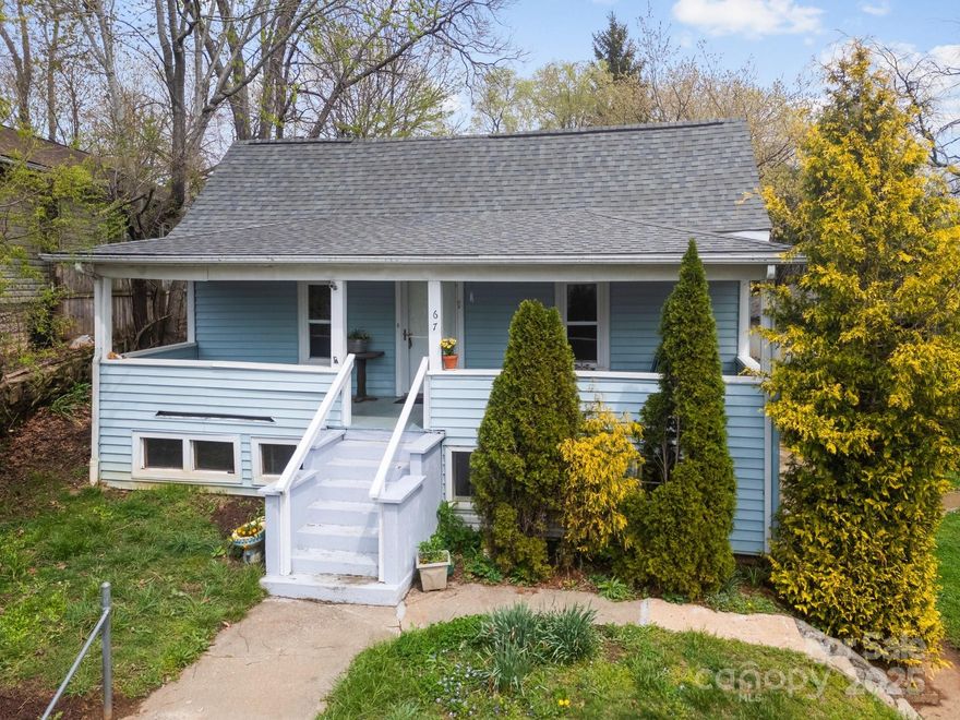 Welcome to 67 Montana Avenue—an adorable West Asheville duplex in close proximity to restaurants, entertainment, coffee shops, and bookstores. This flexible home has two meters, offering options for main floor or basement living, rental income, or multi-gen use. The spacious lot features a private backyard oasis plus front and side yard areas perfect for gardening or play. A detached garage, shared driveway, and off-street parking are rare bonuses in this popular neighborhood. Inside, the primary bedroom includes a cedar-lined closet, and the living room features an aerial artist’s beam for a touch of whimsy. Enjoy peace of mind with a 2017 roof, owned solar panels, and upgraded systems. A little TLC will go a long way in bringing out the full potential of this sweet home. Moments away from all that West Asheville has to offer, this property is ready for its next owner!