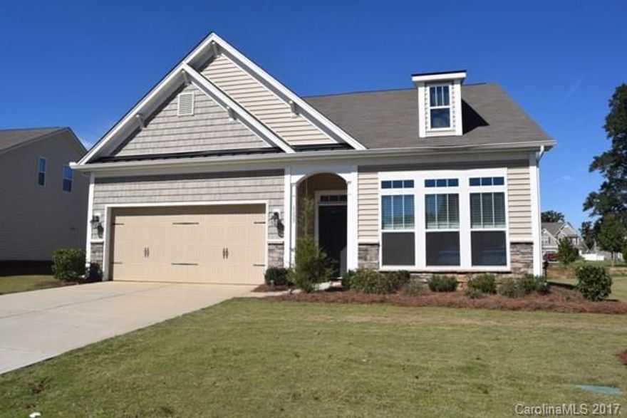 Easy living in this open floor plan.  Most living space on main level with exception of a bedroom, full bath and bonus room upstairs. Granite kitchen with stainless appliances and a 13' work island/bar.  Office space with french doors as well as a dining area that is open to the kitchen and great room. Great Room has a fireplace and built-ins. Awesome neighborhood amenities.  Clover school district.