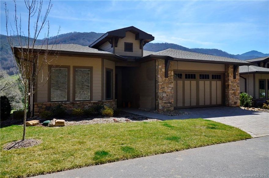 Golf and Mountain views!Beautiful location to build your dream getaway/retirement home, choose from several designs available to customize and suit your lifestyle. The homes integrate indoor and outdoor living spaces with large windows, sliding glass doors and decks/patios all on one level. See list of all upgrades included. Monthly includes Social membership : pool, tennis,Clubhouse,fitness center, and restaurant. Only 11 lot/homes available. Easy access to Asheville! Summer/Winter sports!